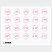 Stijl Roze Zon Burst Custom Monogram Ronde Sticker (Vel)