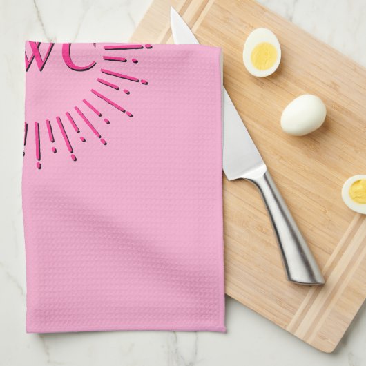 Stijl Roze Zon Burst Custom Monogram Theedoek (Quarter Fold)