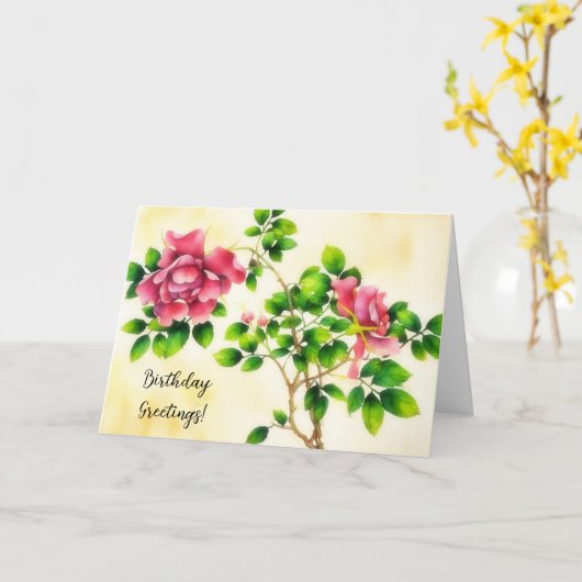  stijl Rozen Art Flower Verjaardag Kaart (Gele Bloem)