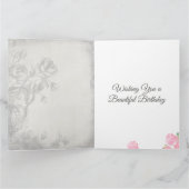  stijl Rozen en konijn grote verjaardag Kaart (Binnen)