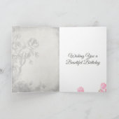 stijl Rozen en Konijn Verjaardag Kaart (Binnen)