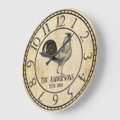  stijl Rustic Rooster Familienaam Grote Klok (Hoek)