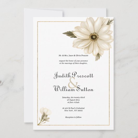 stijl rustieke daisy bloem bruiloft kaart (Voorkant)