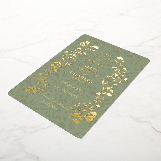  stijl Sage Ggreen Save The Date Folie Uitnodiging (Gedraaid)