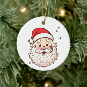  stijl Santa Claus Face Christmas Comic Keramisch Ornament