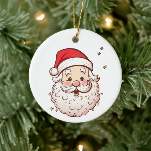  stijl Santa Claus Face Christmas Comic Keramisch Ornament (Boom)