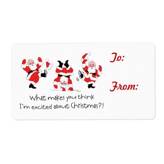  Stijl Santa Opgewonden Kerstmis Gift Label (Voorkant)