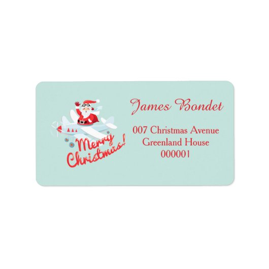  stijl Santa - piloot Vrolijk kerstfeest Etiket (Voorkant)