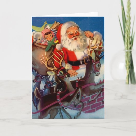  stijl Santa & Reindeer & Toys Holiday Kaart (Voorkant)