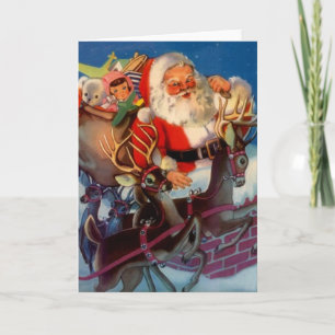 stijl Santa & Reindeer & Toys Holiday Kaart