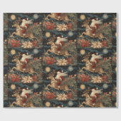 stijl Santa Riding Reindeer Design Cadeaupapier (Vlak)