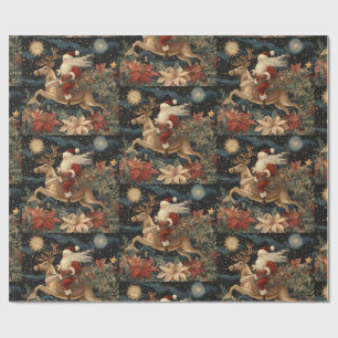 stijl Santa Riding Reindeer Design Cadeaupapier