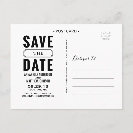 stijl Save the Date Briefkaart (Achterkant)