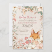  stijl Schattige Fox Florals Cream Baby shower Kaart (Voorkant)