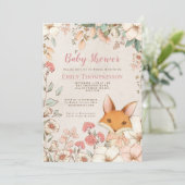  stijl Schattige Fox Florals Cream Baby shower Kaart (Staand voorkant)
