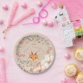  Stijl Schattige Fox Florals Meisje Baby shower Papieren Bordje (Feest)