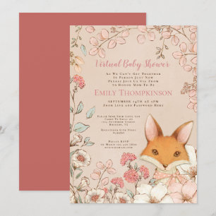  Stijl Schattige Fox Florals Virtual Baby shower Kaart