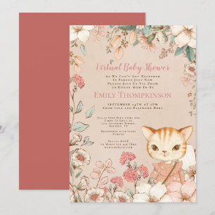  stijl Schattigee kattenbloemen Virtual Baby showe Kaart