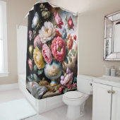  stijl schilderij van boeket van bloemen vaas douchegordijn (In situ)