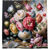  stijl schilderij van boeket van bloemen vaas douchegordijn (Voorkant)