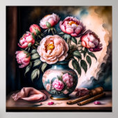  stijl schilderij van boeket van bloemen vaas poster (Voorkant)