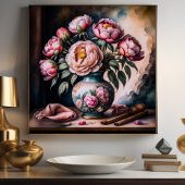  stijl schilderij van boeket van bloemen vaas poster