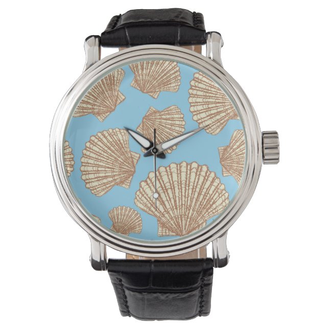  stijl Seashell Patroon Horloge (Voorkant)