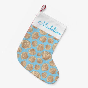  stijl Seashell Patroon   Jouw namen toevoegen Kleine Kerstsok