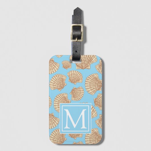 stijl Seashell Patroon | Voeg je Initiaal toe Bagagelabel (Voorkant (verticaal))