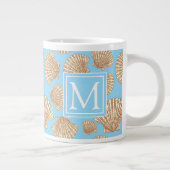 stijl Seashell Patroon | Voeg je Initiaal toe Grote Koffiekop (Rechts)