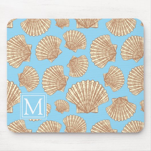  stijl Seashell Patroon | Voeg je Initiaal toe Muismat (Voorkant)