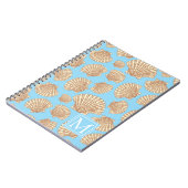 stijl Seashell Patroon | Voeg je Initiaal toe Notitieboek (Linkerzijde)