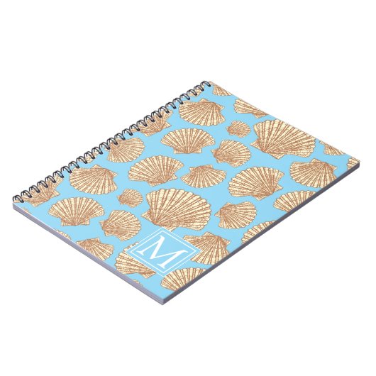 stijl Seashell Patroon | Voeg je Initiaal toe Notitieboek (Linkerzijde)
