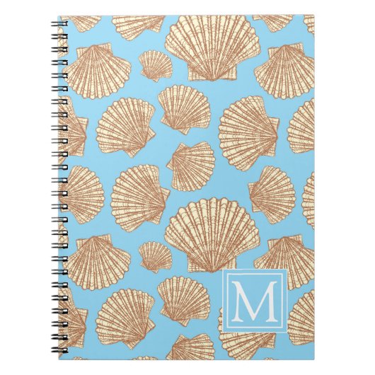 stijl Seashell Patroon | Voeg je Initiaal toe Notitieboek (Voorkant)
