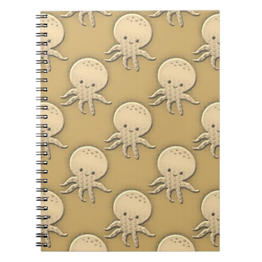  stijl Sepia Baby Octopus Patroon Notitieboek (Voorkant)