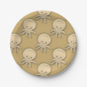  stijl Sepia Baby Octopus Patroon Papieren Bordje (Voorkant)