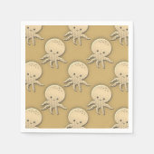  stijl Sepia Baby Octopus Patroon Servet (Voorkant)
