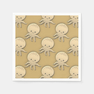 stijl Sepia Baby Octopus Patroon Servet