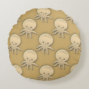  stijl Sepia Baby Octopus Rond Kussen