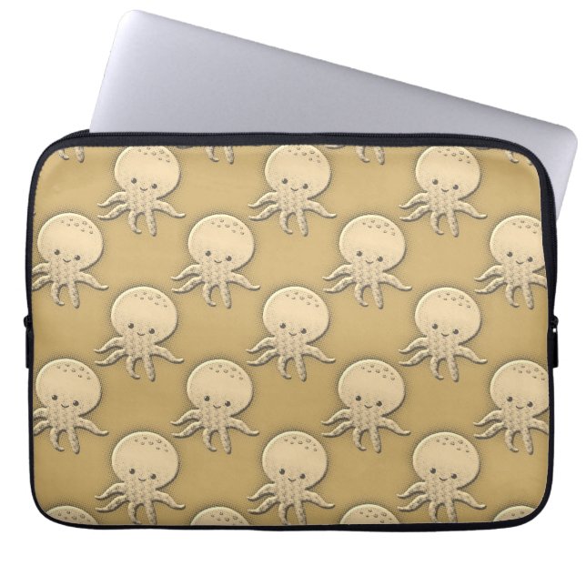  stijl Sepia Baby Octopus Tissue Paper Laptop Sleeve (Voorkant)