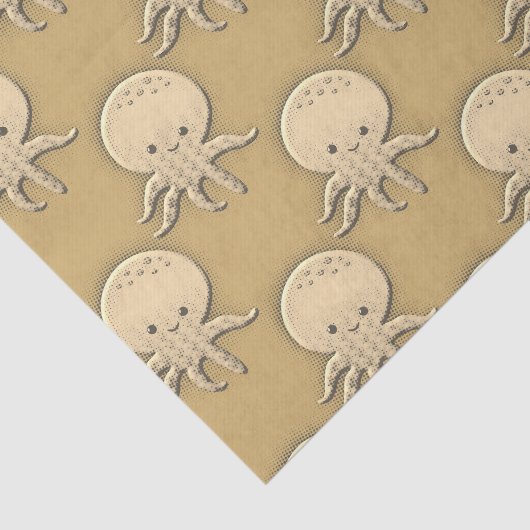  stijl Sepia Baby Octopus Tissuepapier (Detail)