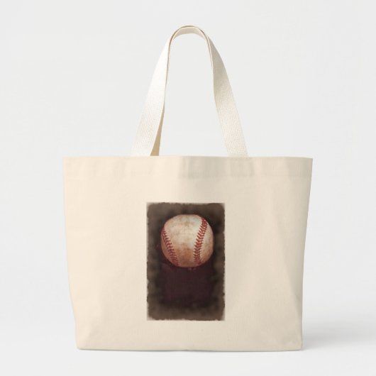  Stijl Sepia Baseball Kunstwerk Grote Tote Bag (Voorkant)