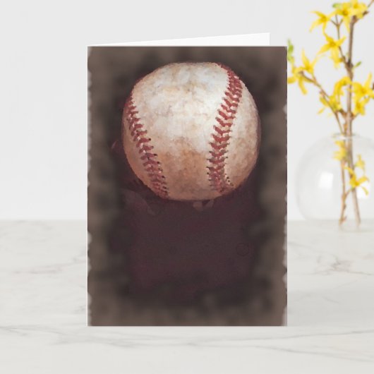 Stijl Sepia Baseball Kunstwerk Kaart (Gele Bloem)