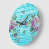 stijl Shabby Chic Florals op blauw Grote Klok (Hoek)