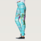  stijl Shabby Chic Florals op blauw Leggings (Links)