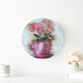  stijl Shabby Chic Violets Lila Cup Saucer Grote Klok (Huis)