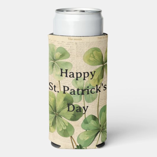 stijl Shamrocks Happy St Patrick's Day Seltzer Blikjeskoeler (Seltzer Achterkant)