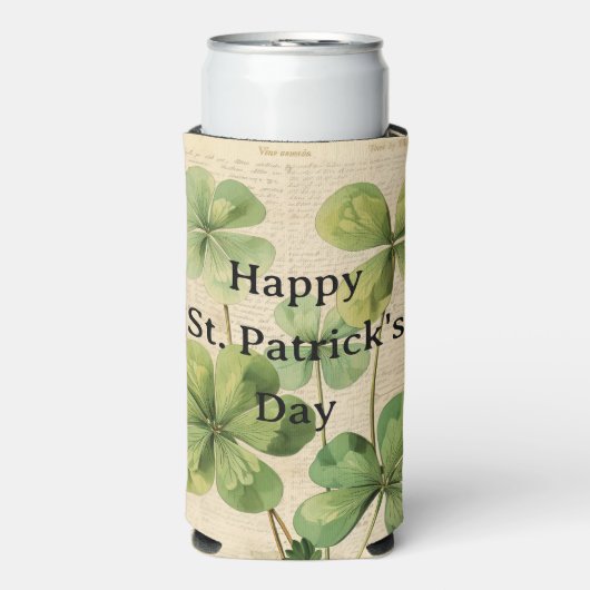 stijl Shamrocks Happy St Patrick's Day Seltzer Blikjeskoeler (Seltzer Voorkant)
