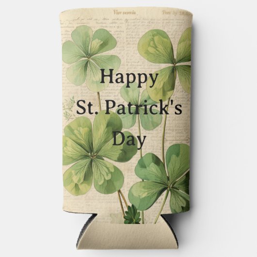  stijl Shamrocks Happy St Patrick's Day Seltzer Blikjeskoeler (Voorkant)