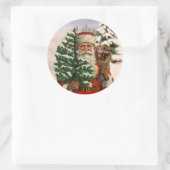 stijl Sinterklaas op winterachtergrond Ronde Sticker (Tas)